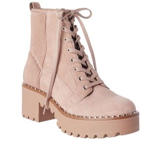 Vince Camuto Movelly Combat Lug Sole Suede Leather Lace Up Dusty Rose Boots 6